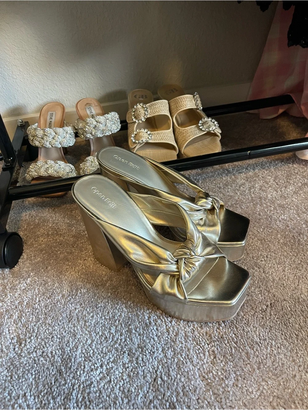Open Edit Gold Knotted Platform Sandal - Women